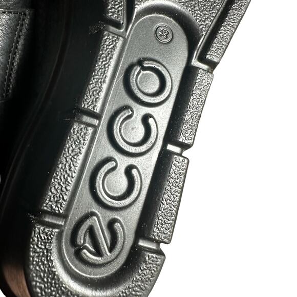 Ecco Skyler Mary Jane Black Leather Wedges Size 38 US 7 comfort hook and loop - Picture 13 of 13